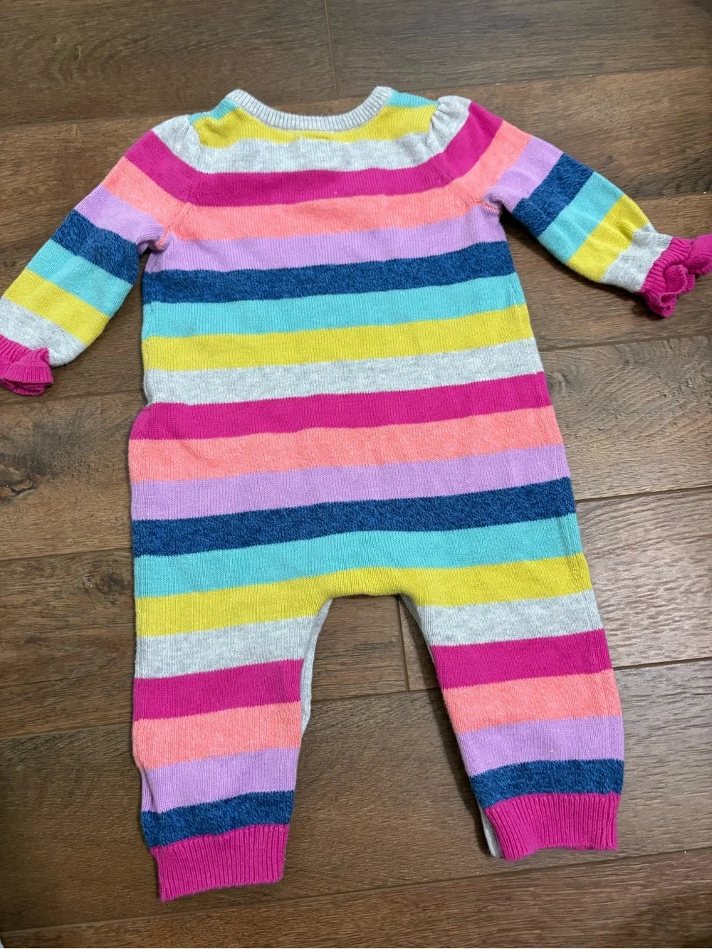 Baby GAP Striped Knit One-Piece Romper in Pink, Yellow, Blue & Cream size 6-12m